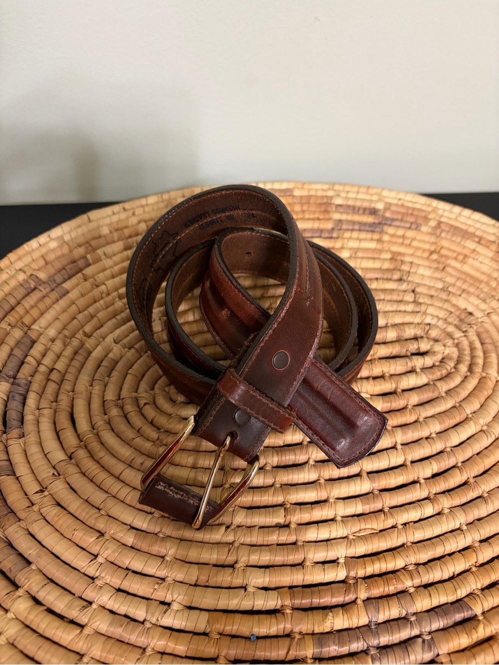 Unisex mahogany brown Leather Belt 34-38” waist